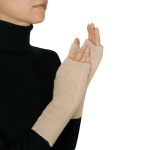 8378 Womens Cashmere Fingerless Mitts, Beige